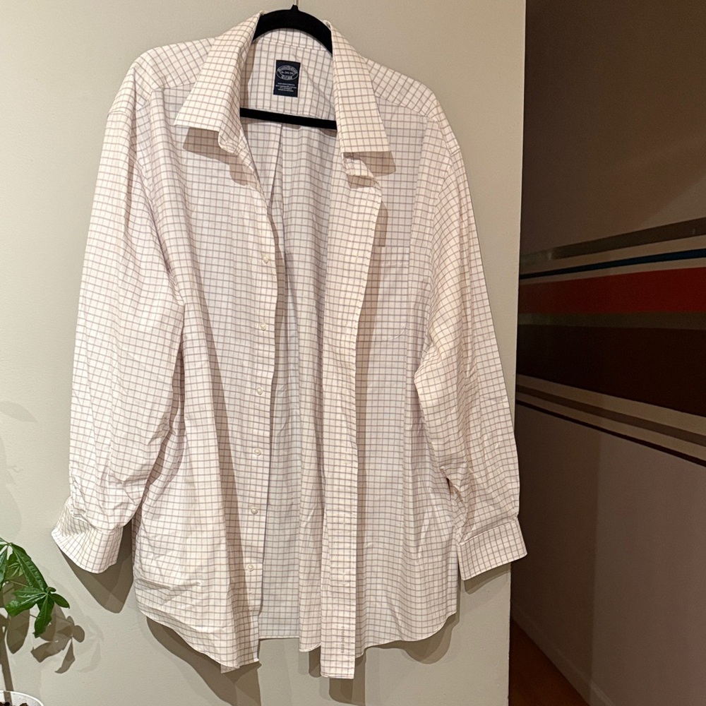 Brooks Brothers Cream and Red Checkered Shirt